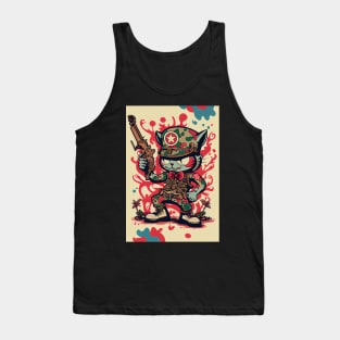 Trippy Cat with Gun Tank Top